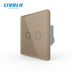 Сенсорный выключатель Livolo 2 клавиши 1 пост Золотой 2.5D