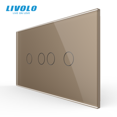 Сенсорный выключатель Livolo, 2+2 клавиши, для квадратного подрозетника 4M, Золотой