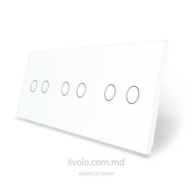 Панель для трех сенсорных выключателей Livolo, 6 клавиш (2+2+2), стекло, цвет Белый