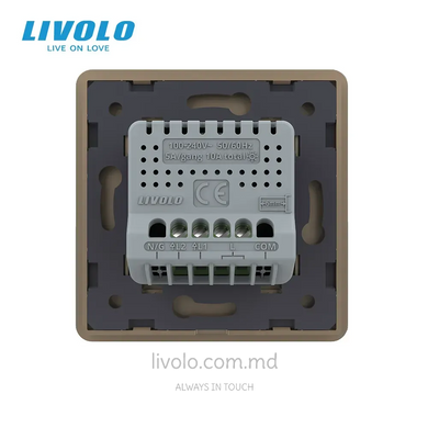 &Icirc;ntrerupător tactil LIVOLO 2 clape, Auriu 2.5D