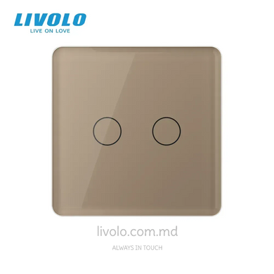 &Icirc;ntrerupător tactil LIVOLO 2 clape, Auriu 2.5D
