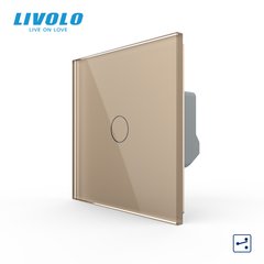 Сенсорный проходной выключатель Livolo 1 клавиша 1 модуль Золотой