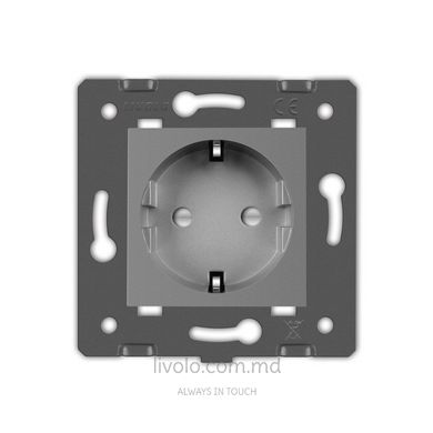 Розетка электрическая с заземлением защитными шторками 16A Livolo, (механизм) цвет Серый