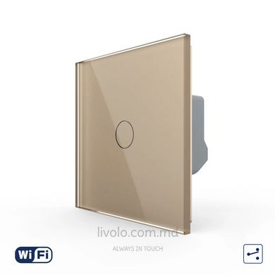 Сенсорный одноклавишный проходной выключатель Wi-Fi Livolo, Золотой, Золотой