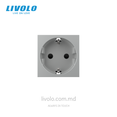 Modul priză tip Schuko LIVOLO, 16A, Gri