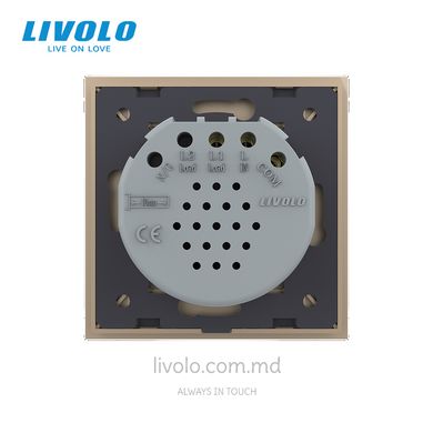 Сенсорный проходной выключатель Livolo 1 клавиша 1 модуль Золотой