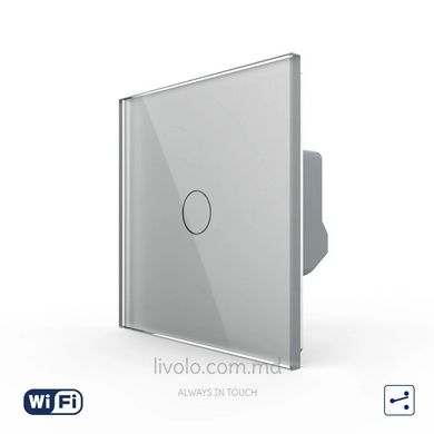 Сенсорный одноклавишный проходной выключатель Wi-Fi Livolo, Серый, Cерый