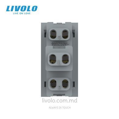 Modul &icirc;ntrerupător mecanic cap-scară Livolo, 1 clapă, 22,5&times;45 mm, Auriu