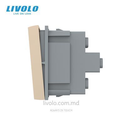 Modul &icirc;ntrerupător mecanic cap-scară Livolo, 1 clapă, 22,5&times;45 mm, Auriu