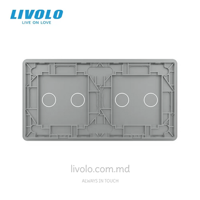 Panou pentru două &icirc;ntrerupătoare tactile Livolo, 4 clape (2+2), Gri 2.5D