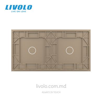 Panou întrerupător tactil LIVOLO 2 clape (1+1), 2 posturi Auriu