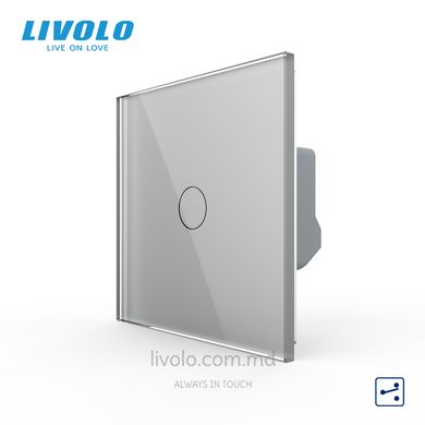 Сенсорный проходной выключатель Livolo 1 клавиша 1 модуль Серый