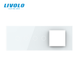 Panou din sticlă Livolo pentru doză pătrată, 2 clape + 2 clape + cadru modular 45&times;45 mm, 7 module, Alb