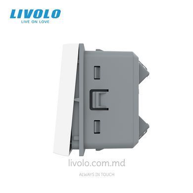 Модуль механического перекрёстного выключателя Livolo, 1 клавиша, 45&times;45 мм, Белый