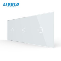Панель для трех сенсорных выключателей Livolo, 3 клавиши (1+1+1), стекло, цвет Белый