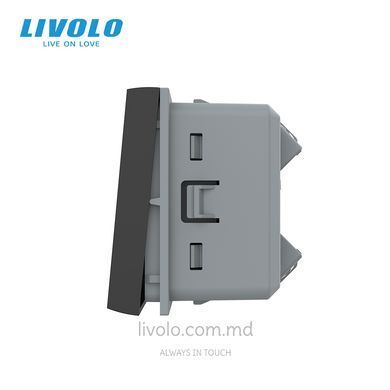 Модуль механического перекрёстного выключателя Livolo, 1 клавиша, 45&times;45 мм, Черный