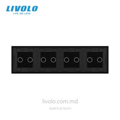 Панель для четырех сенсорных выключателей Livolo, 8 клавиш (2+2+2+2), стекло, цвет Черный