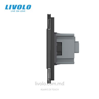 Сенсорный выключатель Livolo комбинированный на 1 линию 2 розетки 3 модуля Черный