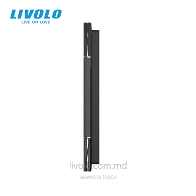 Panou din sticlă Livolo pentru doză pătrată, 2 clape + cadru modular 90&times;45 mm, 7 module, Negru