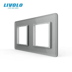Ramă pentru două prize Livolo, 2 posturi, Gri 2.5D