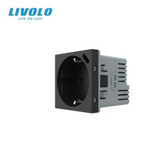 Модуль электрической розетки с портом USB-C Livolo, цвет Черный