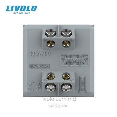 Modul &icirc;ntrerupător mecanic cap-cruce Livolo, 1 clapă, 45&times;45 mm, Gri