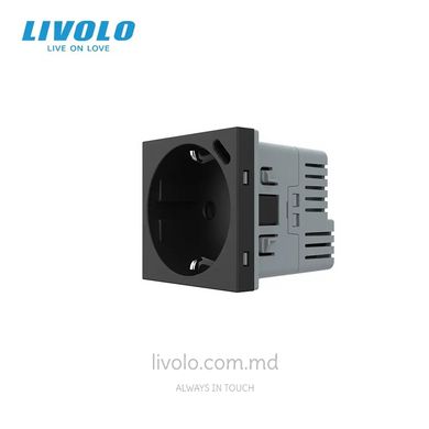 Modul priza Schuko cu iesire USB-C 18W Livolo, Negru