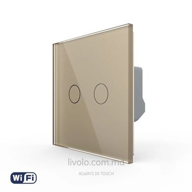 Сенсорный двухклавишный выключатель Wi-Fi Livolo, Золотой, Золотой