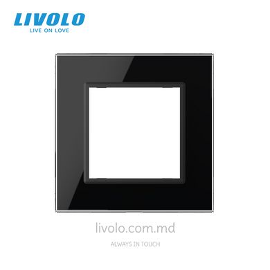 Рамка для розетки Livolo 1 пост, стекло, цвет Черный