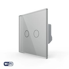 Сенсорный двухклавишный выключатель Wi-Fi Livolo, Серый, Cерый