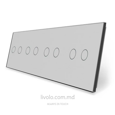 Панель для четырех сенсорных выключателей Livolo, 8 клавиш (2+2+2+2), стекло, цвет Серый