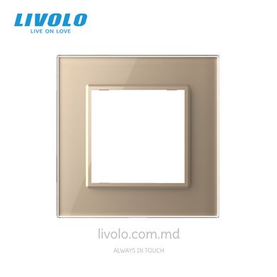 Рамка для розетки Livolo 1 пост, стекло, цвет Золотой