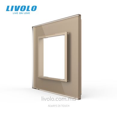 Рамка для розетки Livolo 1 пост, стекло, цвет Золотой