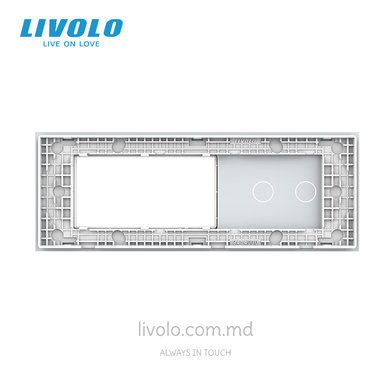 Стеклянная панель Livolo для квадратного подрозетника, 2 клавиши + модульная рамка 90&times;45 мм, 7 модулей, Белая