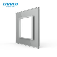 Рамка для розетки Livolo 1 пост, стекло, цвет Серый