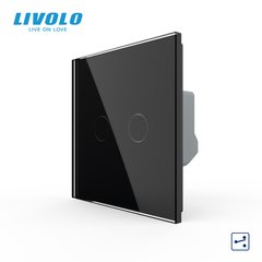 Сенсорный проходной выключатель Livolo 2 клавиши 1 модуль Черный