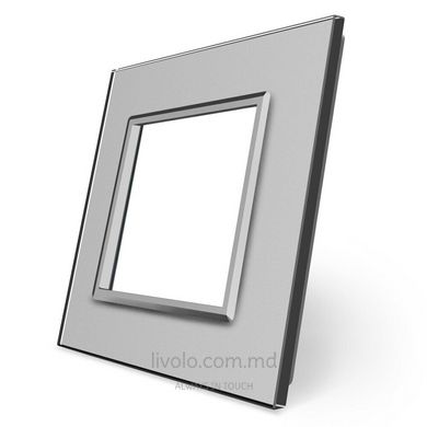 Рамка для розетки Livolo 1 пост, стекло, цвет Серый