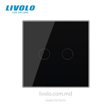 Сенсорный проходной выключатель Livolo 2 клавиши 1 модуль Черный