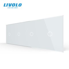 Панель для четырех сенсорных выключателей Livolo, 4 клавиши (1+1+1+1), стекло, цвет Белый