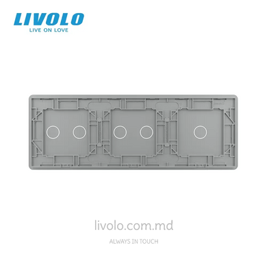 Panou decorativ din sticlă Livolo 1+2+2 clape, 3 posturi, Gri 2.5D