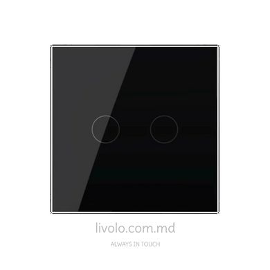 Сенсорный двухклавишный проходной выключатель Wi-Fi Livolo, Черный, Черный