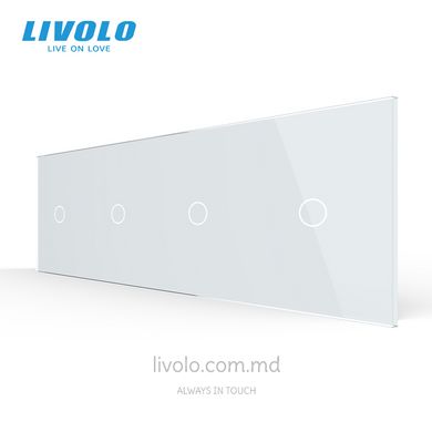 Панель для четырех сенсорных выключателей Livolo, 4 клавиши (1+1+1+1), стекло, цвет Белый