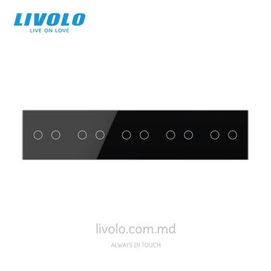 Панель для пяти сенсорных выключателей Livolo, 10 клавиш (2+2+2+2+2), стекло, цвет Черный