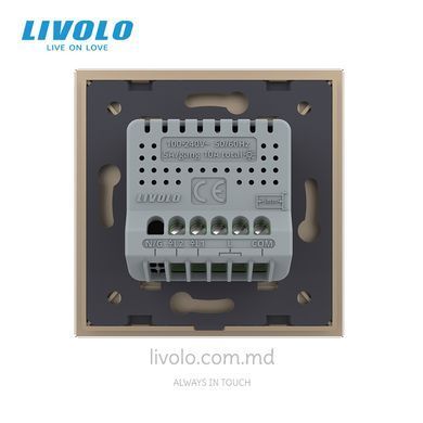 Сенсорный проходной выключатель Livolo 2 клавиши 1 модуль Золотой