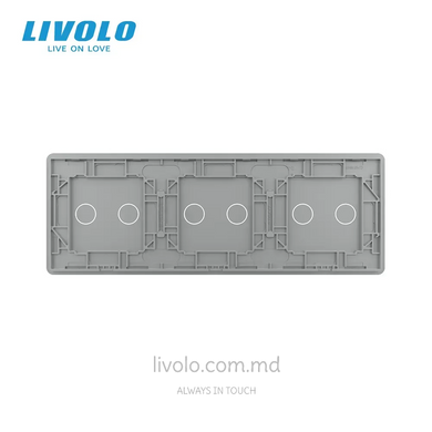 Стеклянная декоративная панель Livolo 2+2+2 клавиши, 3 поста, Серый 2.5D