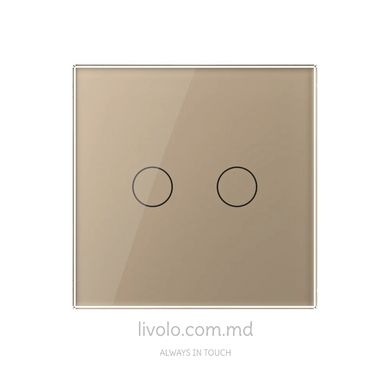 Сенсорный двухклавишный проходной выключатель Wi-Fi Livolo, Золотой, Золотой