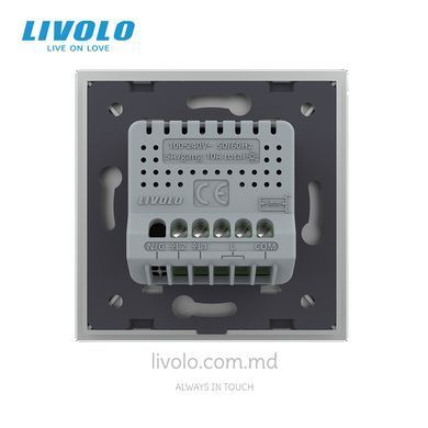 Сенсорный проходной выключатель Livolo 2 клавиши 1 модуль Серый