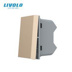 Modul &icirc;ntrerupător mecanic cap-cruce Livolo, 1 clapă, 22,5&times;45 mm, Auriu