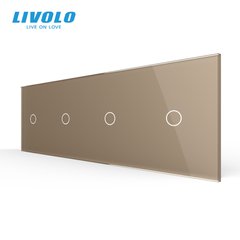 Panou întrerupător tactil LIVOLO 4 clape (1+1+1+1), 4 posturi Auriu