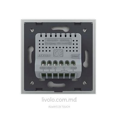 Сенсорный двухклавишный проходной выключатель Wi-Fi Livolo, Серый, Cерый
